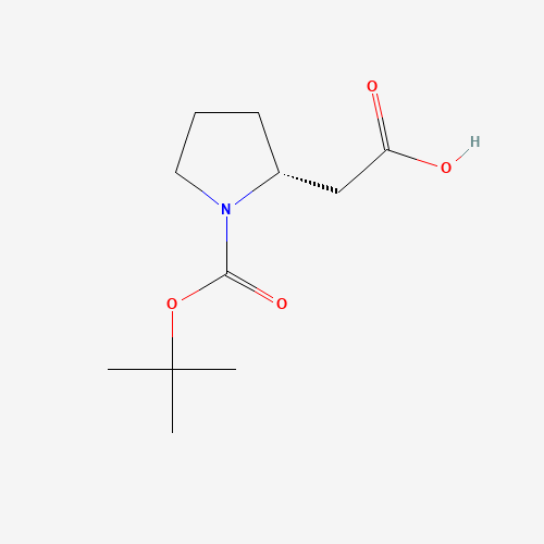 2-[(2R)-1-[(2-methylpropan-2-yl)oxycarbonyl]pyrrolidin-2-yl]acetic acid (CAS: 101555-60-6) - Chemical Structure and Molecular Formula 