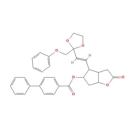 [2-oxo-4-[(E)-2-[2-(phenoxymethyl)-1,3-dioxolan-2-yl]ethenyl]-3,3a,4,5,6,6a-hexahydrocyclopenta[b]furan-5-yl] 4-phenylbenzoate (CAS: 118392-79-3) - Related Chemical Product