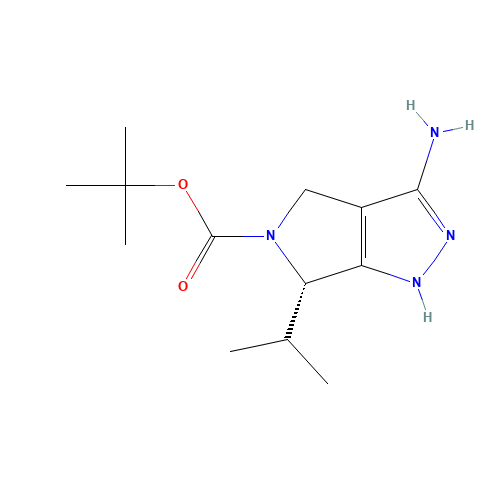 tert-butyl (6S)-3-amino-6-propan-2-yl-4,6-dihydro-1H-pyrrolo[3,4-c]pyrazole-5-carboxylate (CAS: 1263283-97-1) - Chemical Structure and Molecular Formula 