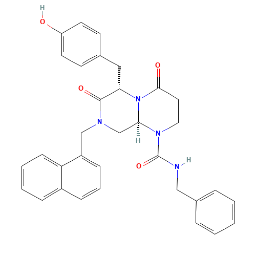 (6S,9aS)-N-benzyl-6-[(4-hydroxyphenyl)methyl]-8-(naphthalen-1-ylmethyl)-4,7-dioxo-3,6,9,9a-tetrahydro-2H-pyrazino[1,2-a]pyrimidine-1-carboxamide (CAS: 847591-62-2) - Related Chemical Product
