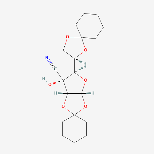 (3aR,5R,6R,6aR)-5-[(3R)-1,4-dioxaspiro[4.5]decan-3-yl]-6-hydroxyspiro[5,6a-dihydro-3aH-furo[2,3-d][1,3]dioxole-2,1'-cyclohexane]-6-carbonitrile (CAS: 62293-19-0) - Chemical Structure and Molecular Formula 