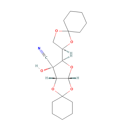 (3aR,5R,6R,6aR)-5-[(3R)-1,4-dioxaspiro[4.5]decan-3-yl]-6-hydroxyspiro[5,6a-dihydro-3aH-furo[2,3-d][1,3]dioxole-2,1'-cyclohexane]-6-carbonitrile (CAS: 62293-19-0) - Related Chemical Product