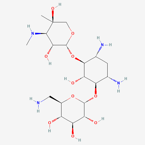 (2R,3S,4S,5R,6R)-2-(aminomethyl)-6-[(1R,2R,3S,4R,6S)-4,6-diamino-3-[(2R,3R,4R,5R)-3,5-dihydroxy-5-methyl-4-(methylamino)oxan-2-yl]oxy-2-hydroxycyclohexyl]oxyoxane-3,4,5-triol (CAS: 36889-15-3) - Related Chemical Product