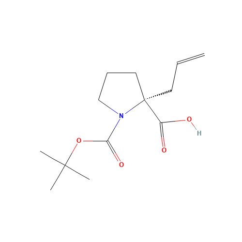 (2R)-1-[(2-methylpropan-2-yl)oxycarbonyl]-2-prop-2-enylpyrrolidine-2-carboxylic acid (CAS: 144085-23-4) - Chemical Structure and Molecular Formula 