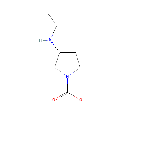 tert-butyl (3R)-3-(ethylamino)pyrrolidine-1-carboxylate (CAS: 892390-30-6) - Chemical Structure and Molecular Formula 