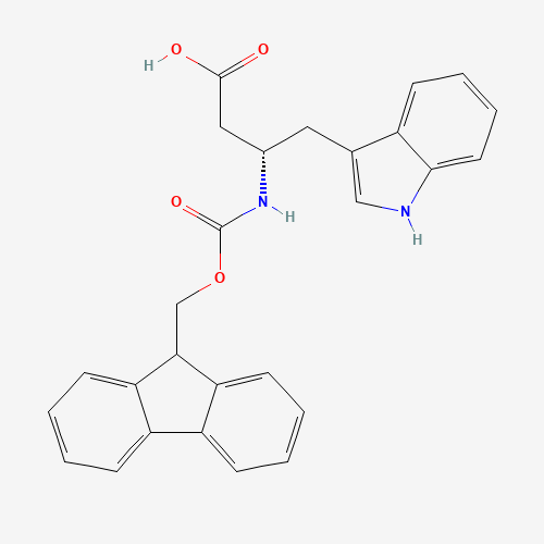 (3S)-3-(9H-fluoren-9-ylmethoxycarbonylamino)-4-(1H-indol-3-yl)butanoic acid (CAS: 353245-98-4) - Chemical Structure and Molecular Formula 