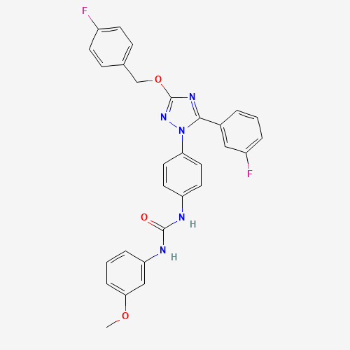 1-(4-(3-((4-Fluorobenzyl)oxy)-5-(3-fluorophenyl)-1H-1,2,4-triazol-1-yl)phenyl)-3-(3-methoxyphenyl)urea (CAS: 1192944-73-2) - Chemical Structure and Molecular Formula 