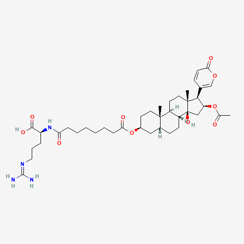 (2S)-2-[[8-[[(3S,5R,8R,9S,10S,13R,14S,16S,17R)-16-acetyloxy-14-hydroxy-10,13-dimethyl-17-(6-oxopyran-3-yl)-1,2,3,4,5,6,7,8,9,11,12,15,16,17-tetradecahydrocyclopenta[a]phenanthren-3-yl]oxy]-8-oxooctanoyl]amino]-5-(diaminomethylideneamino)pentanoic acid (CAS: 464-81-3) - Related Chemical Product