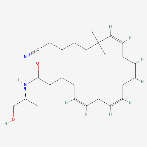 (5E,8E,11E,14E)-20-Cyano-N-[(2R)-1-hydroxypropan-2-yl]-16,16-dimethylicosa-5,8,11,14-tetraenamide (CAS: 342882-77-3) - Chemical Structure and Molecular Formula 