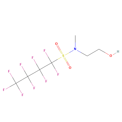 1,1,2,2,3,3,4,4,4-nonafluoro-N-(2-hydroxyethyl)-N-methylbutane-1-sulfonamide (CAS: 34454-97-2) - Chemical Structure and Molecular Formula 