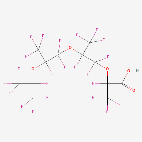 2,3,3,3-tetrafluoro-2-[1,1,2,3,3,3-hexafluoro-2-[1,1,2,3,3,3-hexafluoro-2-(1,1,1,2,3,3,3-heptafluoropropan-2-yloxy)propoxy]propoxy]propanoic acid (CAS: 1212077-14-9) - Chemical Structure and Molecular Formula 