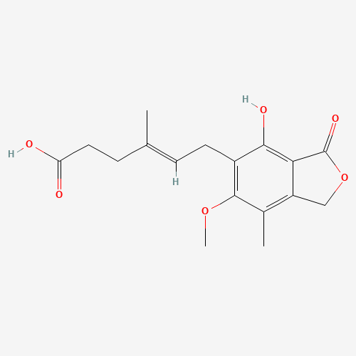 6-(1,3-dihydro-4-hydroxy-6-methoxy-7-methyl-3-oxo-5-isobenzofuranyl)-4-methylhex-4-enoic acid (CAS: 483-60-3) - Chemical Structure and Molecular Formula 