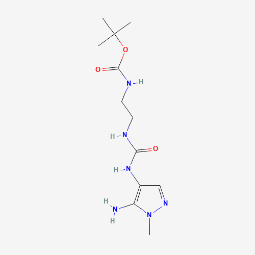 tert-butyl(2-(3-(5-amino-1-methyl-1H-pyrazol-4-yl)ureido)ethyl)carbamate (CAS: 689293-67-2) - Chemical Structure and Molecular Formula 