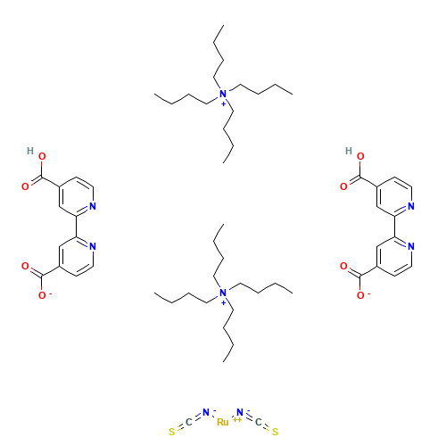 Di-Tetrabutylammonium cis-Bis(Isothiocyanato)Bis(2,2-Bipyridyl-4,4-Dicarboxylato) Ruthenium(II) (CAS: 207347-46-4) - Related Chemical Product
