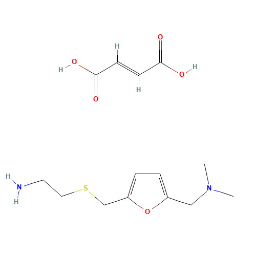 Ranitidine Related Compound A (5-[[(2-aminoethyl)thio]methyl]-N,N-dimethyl-2-furanmethanamine, hemifumarate salt) (CAS: 91224-69-0) - Chemical Structure and Molecular Formula 