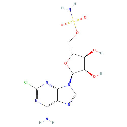 [(2R,3S,4R,5R)-5-(6-amino-2-chloropurin-9-yl)-3,4-dihydroxyoxolan-2-yl]methyl sulfamate (CAS: 66522-52-9) - Chemical Structure and Molecular Formula 
