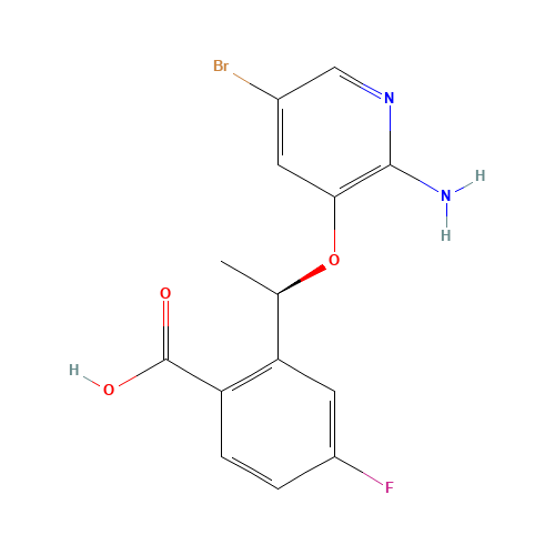 2-[(1R)-1-(2-amino-5-bromopyridin-3-yl)oxyethyl]-4-fluorobenzoic acid (CAS: 1454849-17-2) - Related Chemical Product