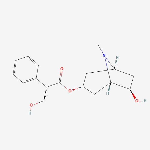 [(1S,3R,5S,6R)-6-hydroxy-8-methyl-8-azabicyclo[3.2.1]octan-3-yl] (2S)-3-hydroxy-2-phenylpropanoate (CAS: 126371-43-5) - Chemical Structure and Molecular Formula 