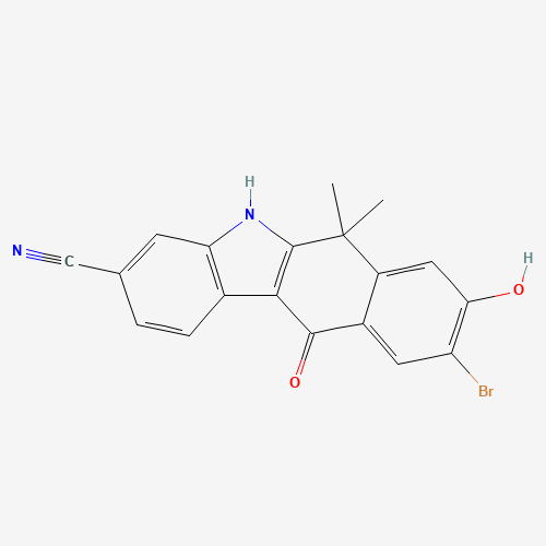 9-broMo-8-hydroxy-6,6-diMethyl-11-oxo-6,11-dihydro-5H-benzo[b]carbazole-3-carbonitrile (CAS: 1256579-06-2) - Chemical Structure and Molecular Formula 