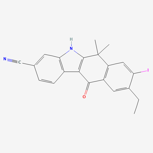 9-ethyl-8-iodo-6,6-diMethyl-11-oxo-6,11-dihydro-5H-benzo[b]carbazole-3-carbonitrile (CAS: 1256584-80-1) - Chemical Structure and Molecular Formula 