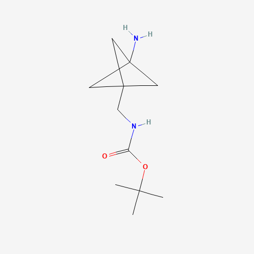 tert-butyl N-[(3-amino-1-bicyclo[1.1.1]pentanyl)methyl]carbamate (CAS: 1630906-49-8) - Chemical Structure and Molecular Formula 