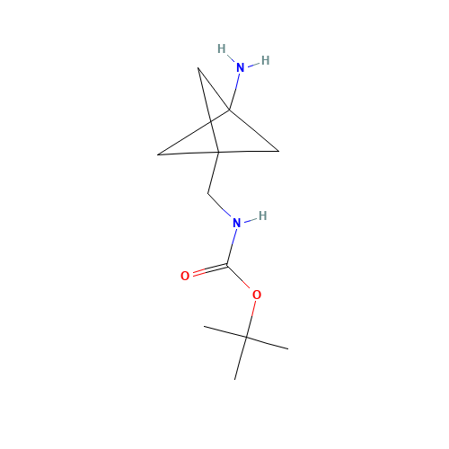 tert-butyl N-[(3-amino-1-bicyclo[1.1.1]pentanyl)methyl]carbamate (CAS: 1630906-49-8) - Chemical Structure and Molecular Formula 