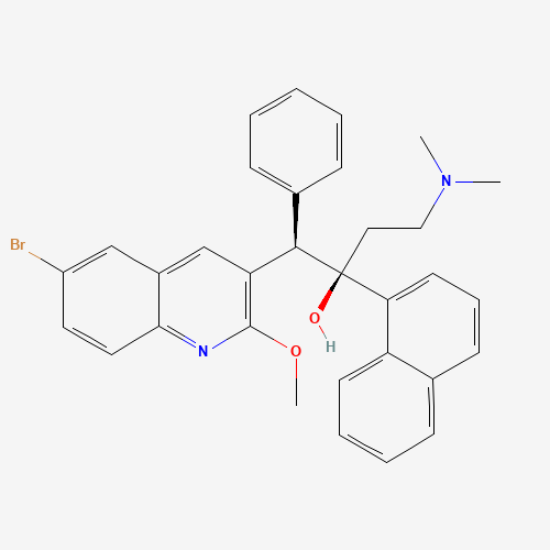 (1R,2R)-1-(6-bromo-2-methoxyquinolin-3-yl)-4-(methylamino)-2-(naphthalen-1-yl)-1-phenylbutan-2-ol (CAS: 857086-94-3) - Chemical Structure and Molecular Formula 