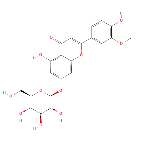 Chrysoeriol-7-O-glucoside (CAS: 19993-32-9) - Chemical Structure and Molecular Formula 