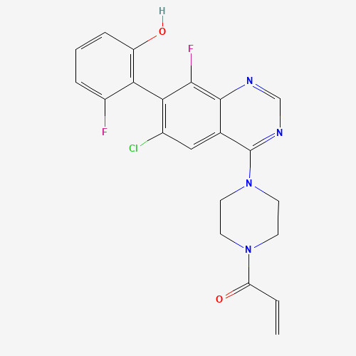 (S)-1-(4-(6-chloro-8-fluoro-7-(2-fluoro-6-hydroxyphenyl)quinazolin-4-yl)piperazin-1-yl)prop-2-en-1-one (CAS: 1698055-85-4) - Chemical Structure and Molecular Formula 