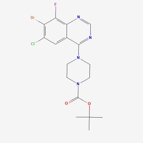 tert-Butyl 4-(7-bromo-6-chloro-8-fluoroquinazolin-4-yl)piperazine-1-carboxylate (CAS: 1698027-20-1) - Chemical Structure and Molecular Formula 