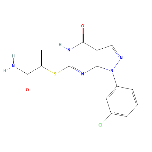 2-((1-(3-Chlorophenyl)-4-oxo-4,5-dihydro-1H-pyrazolo[3,4-d]pyrimidin-6-yl)thio)propanamide (CAS: 1030203-81-6) - Related Chemical Product
