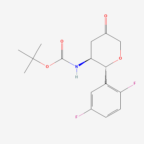 tert-butyl ((2R,3S)-2-(2,5-difluorophenyl)-5-oxotetrahydro-2H-pyran-3-yl)carbamate (CAS: 951127-25-6) - Chemical Structure and Molecular Formula 