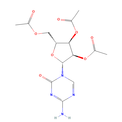 (2R,3R,4R,5R)-2-(Acetoxymethyl)-5-(4-amino-2-oxo-1,3,5-triazin-1(2H)-yl)tetrahydrofuran-3,4-diyl diacetate (CAS: 10302-78-0) - Chemical Structure and Molecular Formula 