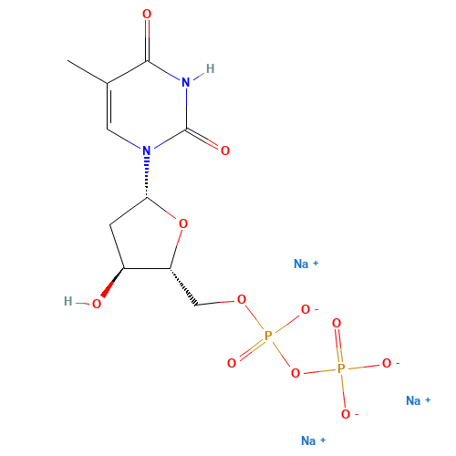 Thymidine 5'-diphosphoric acid trisodium salt (CAS: 95648-78-5) - Chemical Structure and Molecular Formula 