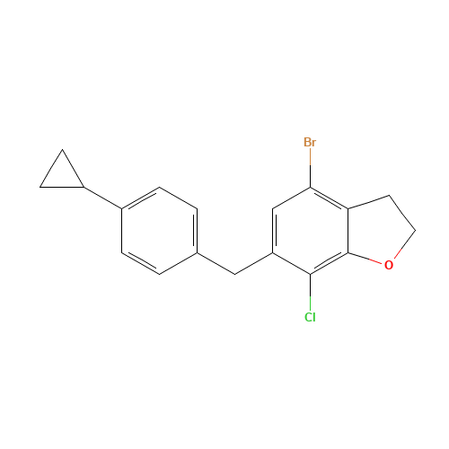 4-bromo-7-chloro-6-(4-cyclopropylbenzyl)-2,3-dihydrobenzofuran (CAS: 1415477-23-4) - Chemical Structure and Molecular Formula 