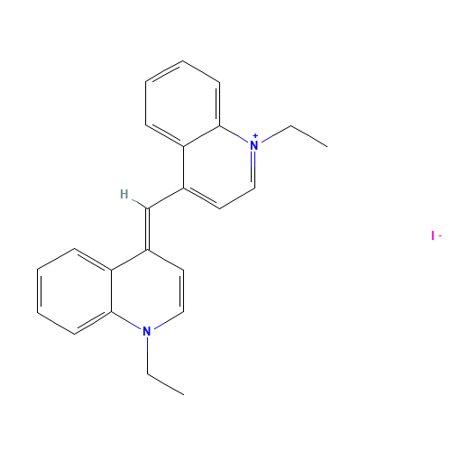 1-ethyl-4-((1-ethyl-4(1H)-quinolylidene)methyl)quinolinium iodide (CAS: 4727-49-5) - Chemical Structure and Molecular Formula 