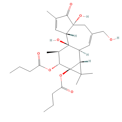 PHORBOL 12,13-DIBUTYRATE (CAS: 37558-16-0) - Chemical Structure and Molecular Formula 